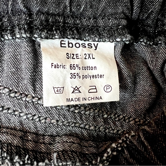 A-line Distressed Black Denim Maxi Skirt Embossy - Picture 6 of 7